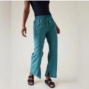 Athleta cabo retreat  linen wide leg pants, teal, 6 petite